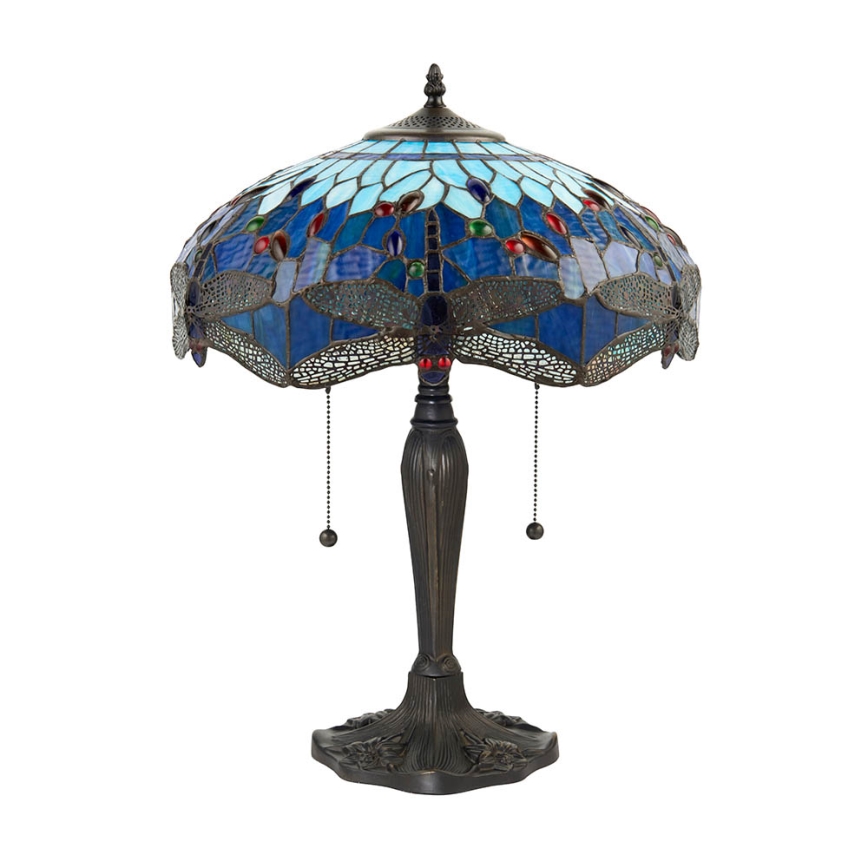 Endon 64089 - Настільна лампа Tiffany DRAGONFLY 2xE27/60W/230V діам. 41 см