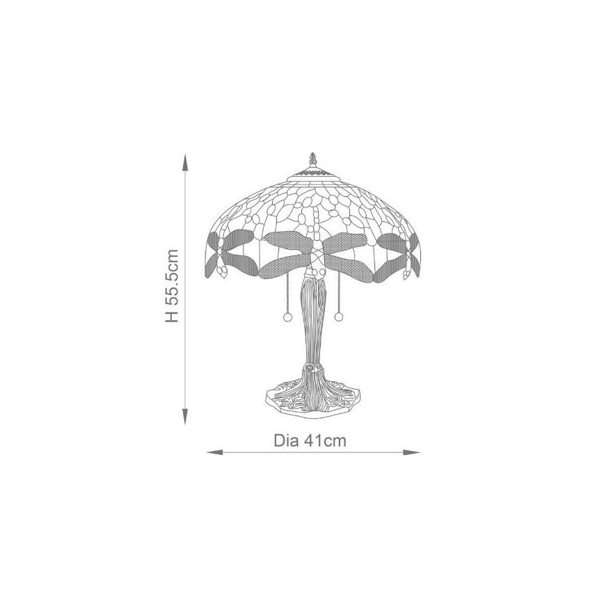 Endon 64089 - Настільна лампа Tiffany DRAGONFLY 2xE27/60W/230V діам. 41 см
