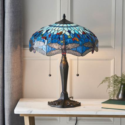 Endon 64089 - Настольная лампа Tiffany DRAGONFLY 2xE27/60W/230V, диаметр 41 см
