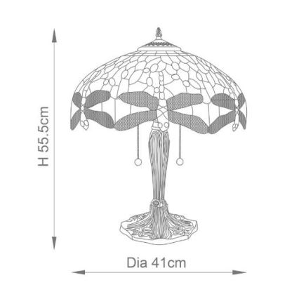 Endon 64089 - Настольная лампа Tiffany DRAGONFLY 2xE27/60W/230V, диаметр 41 см