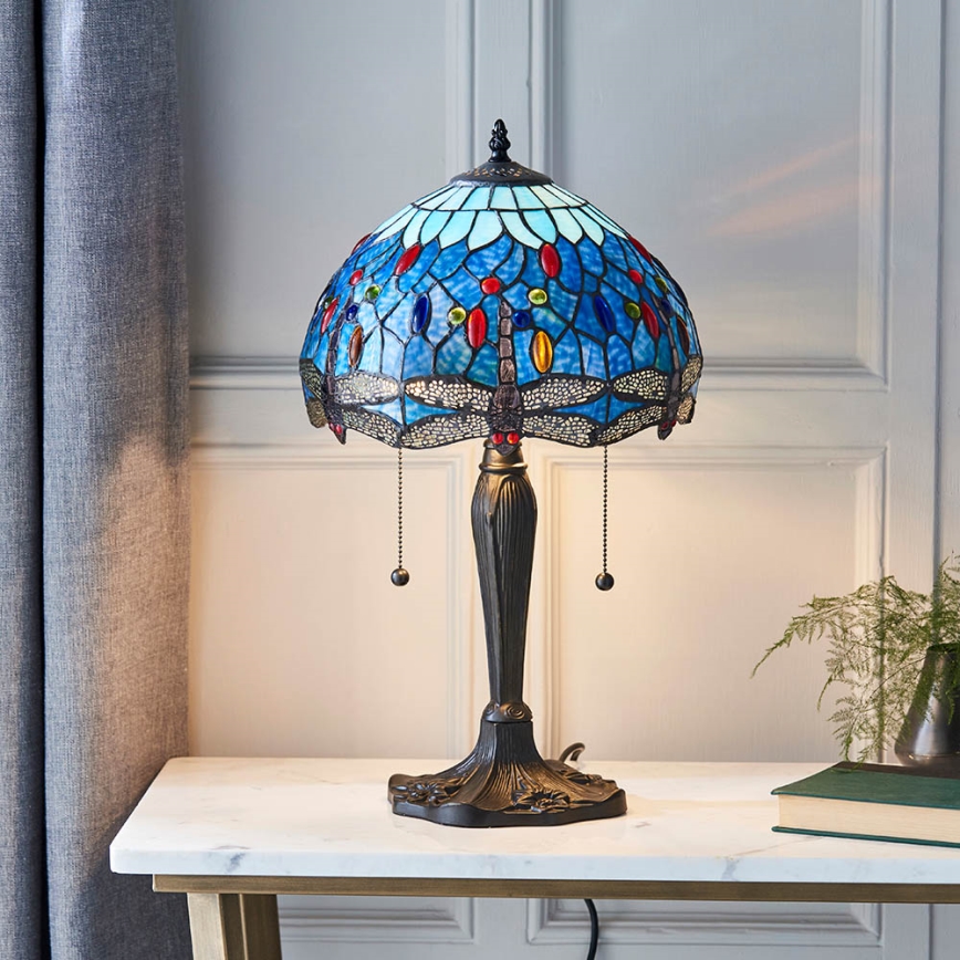 Endon 64090 - Настільна лампа Tiffany DRAGONFLY 2×E27 / 60 Вт / 230 В, діаметр 30 см
