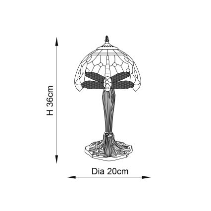 Endon 64091 - Настільна лампа Tiffany DRAGONFLY, 1xE14/40W/230V, діаметр 20 см