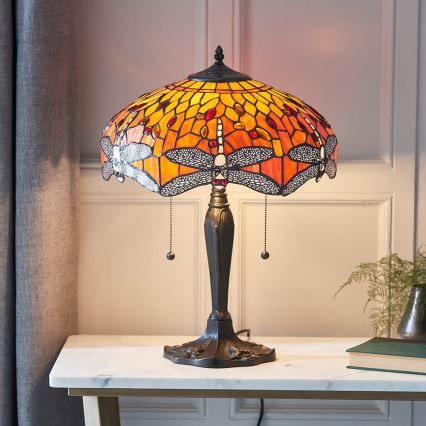 Endon 64093 - Настольная лампа Tiffany DRAGONFLY 2xE27/60W/230V, диаметр 41 см