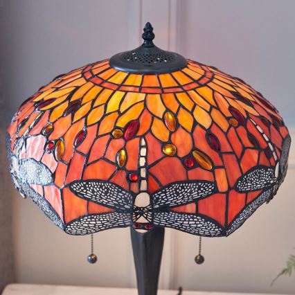 Endon 64093 - Настольная лампа Tiffany DRAGONFLY 2xE27/60W/230V, диаметр 41 см