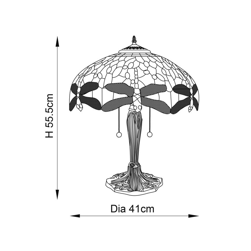 Endon 64093 - Настольная лампа Tiffany DRAGONFLY 2xE27/60W/230V, диаметр 41 см