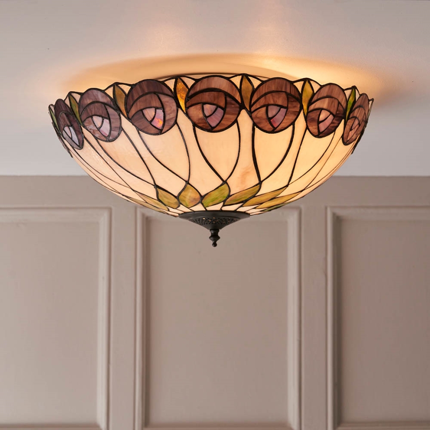 Endon 64173 - Потолочный светильник Tiffany HUTCHINSON 2xE27/60W/230V, диаметр 50 см