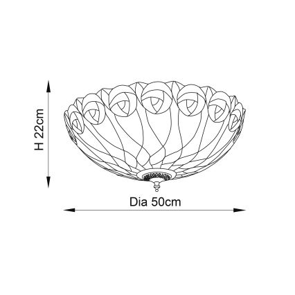 Endon 64173 - Стельовий світильник Tiffany HUTCHINSON 2xE27/60W/230V діам. 50 см