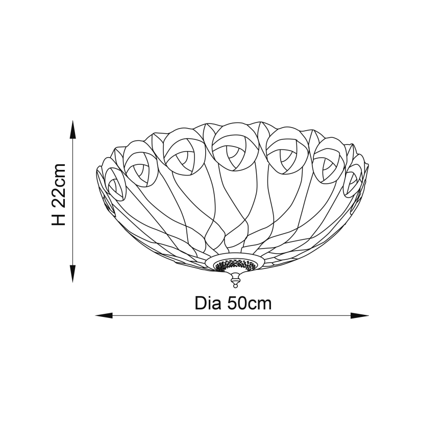 Endon 64173 - Стельовий світильник Tiffany HUTCHINSON 2xE27/60W/230V діам. 50 см