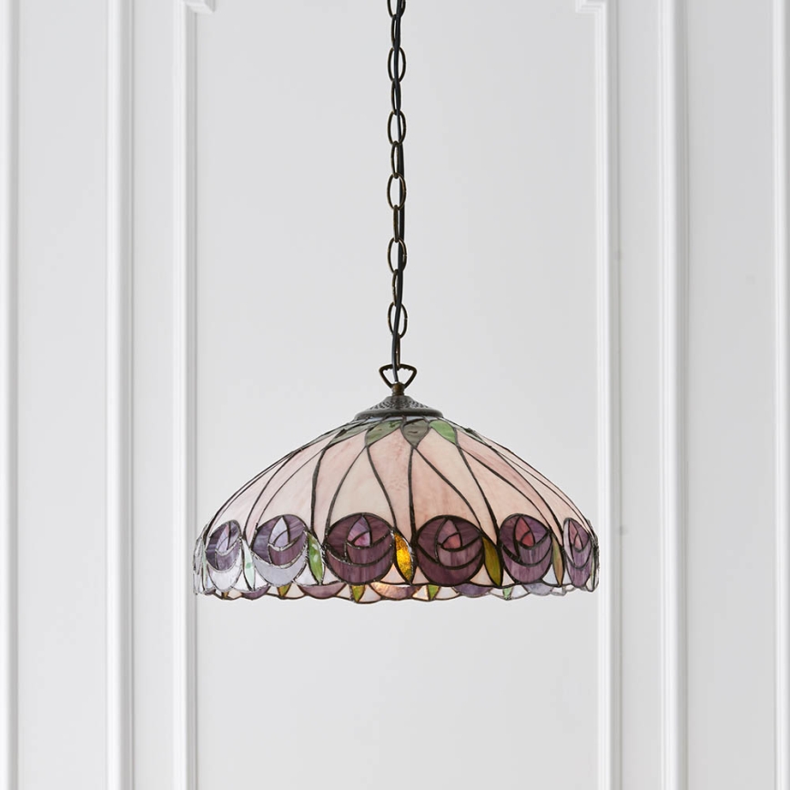 Endon 64176 - Подвесная люстра на цепочке Tiffany HUTCHINSON 1xE27/60W/230V, диам. 40 см
