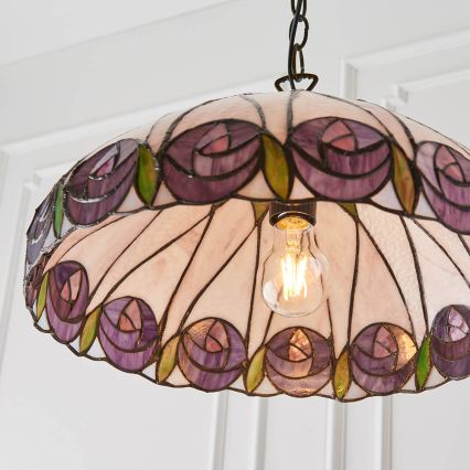Endon 64176 - Подвесная люстра на цепочке Tiffany HUTCHINSON 1xE27/60W/230V, диам. 40 см