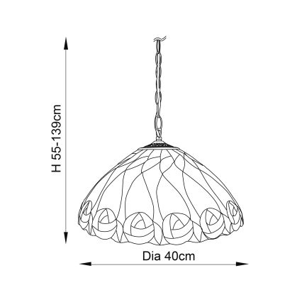 Endon 64176 - Подвесная люстра на цепочке Tiffany HUTCHINSON 1xE27/60W/230V, диам. 40 см