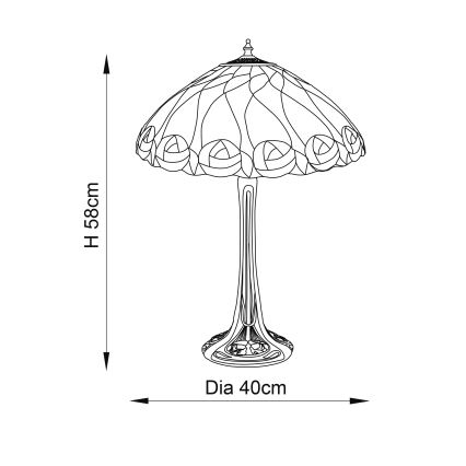 Endon 64177 - Настольная лампа Tiffany HUTCHINSON 1xE27/60W/230V, диаметр 40 см
