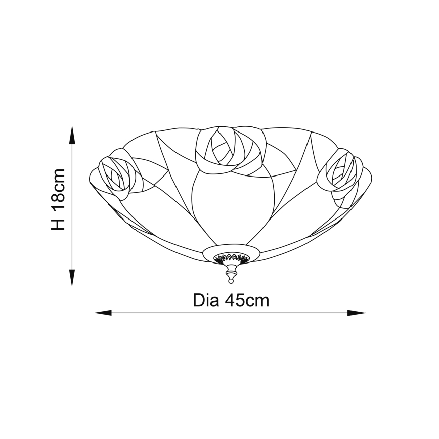 Endon 64182 - Стельовий світильник Tiffany INGRAM 2xE27/60W/230V діам. 45 см
