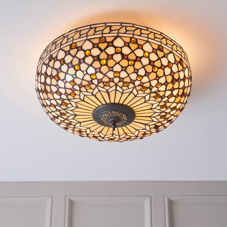 Endon 64276 - Стельовий світильник Tiffany MILLE FEUX 2xE27/60W/230V, діаметр 45 см
