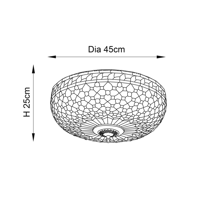Endon 64276 - Стельовий світильник Tiffany MILLE FEUX 2xE27/60W/230V, діаметр 45 см