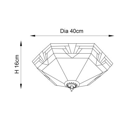 Endon 64284 - Стельовий світильник Tiffany NEVADA, 2xE27/60W/230V, діаметр 40 см