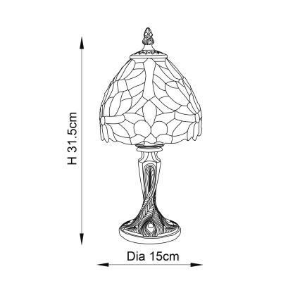 Endon 64331 - Настільна лампа Tiffany SYLVETTE 1xE14/40W/230V, діаметр 15 см
