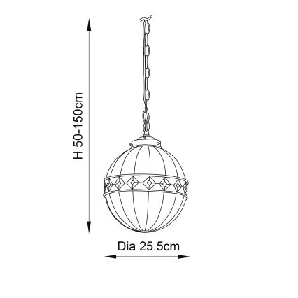 Endon 67044 - Подвесная люстра на цепи Tiffany FARGO 1xE14/40W/230V Ø 25,5 см