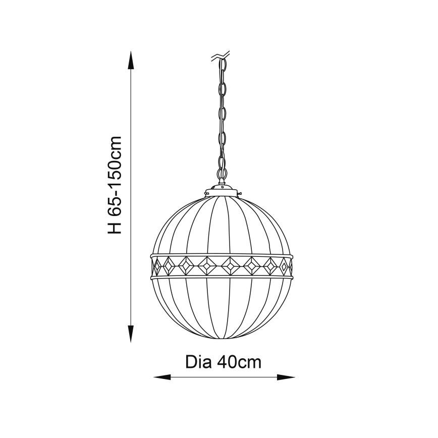 Endon 67045 - Люстра на ланцюгу FARGO 1xE27/60W/230V діаметр 40 cm