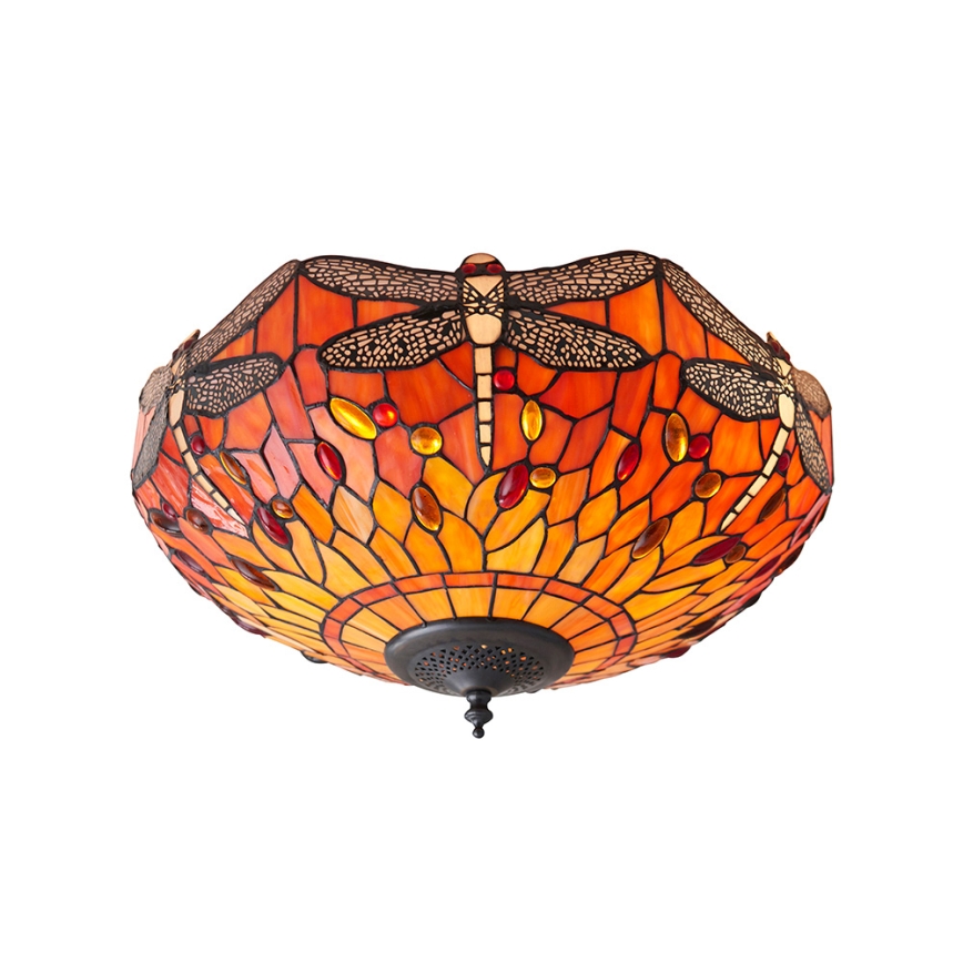 Endon 70721 - Потолочный светильник Tiffany DRAGONFLY, 2xE27/60W/230V, диаметр 41 см