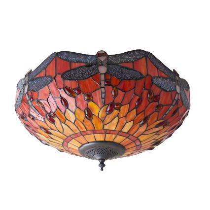 Endon 70721 - Стельовий світильник Tiffany DRAGONFLY 2xE27/60W/230V, діаметр 41 cm