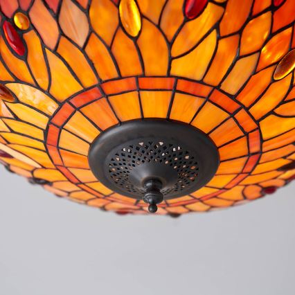 Endon 70721 - Стельовий світильник Tiffany DRAGONFLY 2xE27/60W/230V, діаметр 41 cm