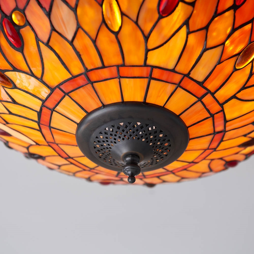 Endon 70721 - Стельовий світильник Tiffany DRAGONFLY 2xE27/60W/230V, діаметр 41 cm
