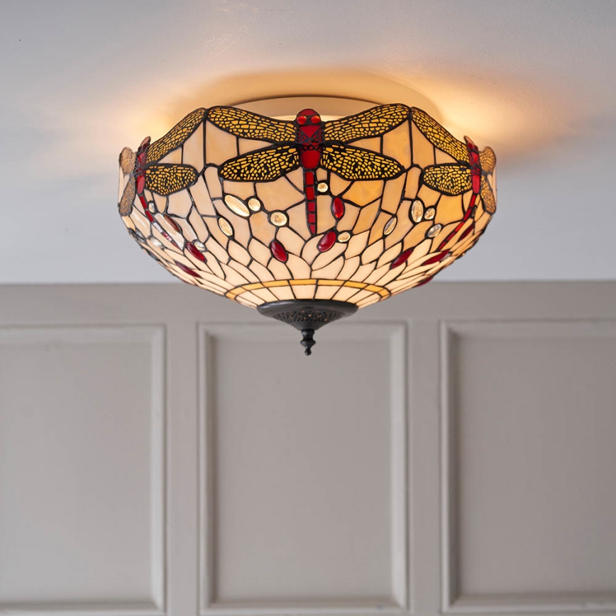 Endon 70723 - Потолочный светильник Tiffany DRAGONFLY 2xE27/60W/230V, диаметр 41 см
