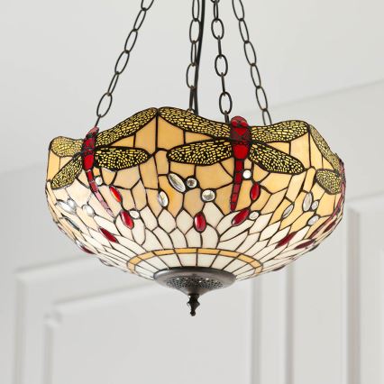 Endon 70759 - Подвесная люстра на цепи Tiffany DRAGONFLY 3xE27/60W/230V, диам. 41 см