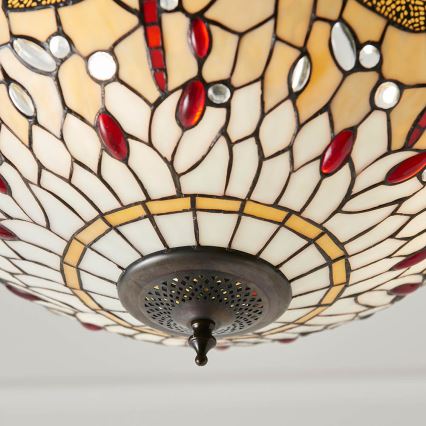 Endon 70759 - Подвесная люстра на цепи Tiffany DRAGONFLY 3xE27/60W/230V, диам. 41 см