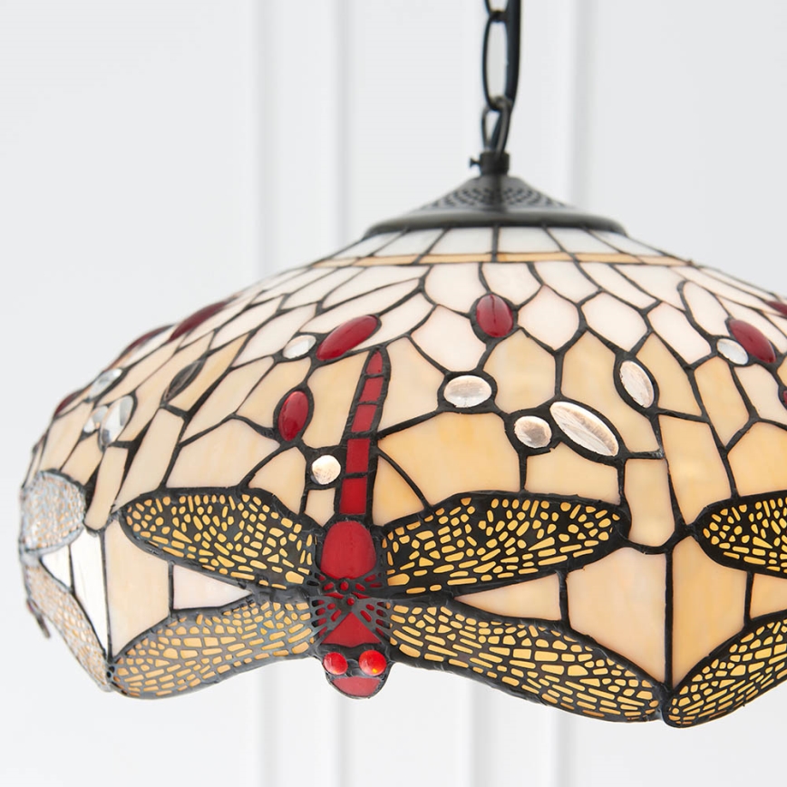 Endon 70824 - Подвесная люстра на цепи Tiffany DRAGONFLY 3xE27/60W/230V, диаметр 41 см