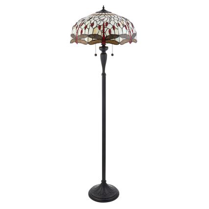 Endon 70940 - Підлогова лампа Tiffany DRAGONFLY 2xE27/60W/230V діаметр 50 см