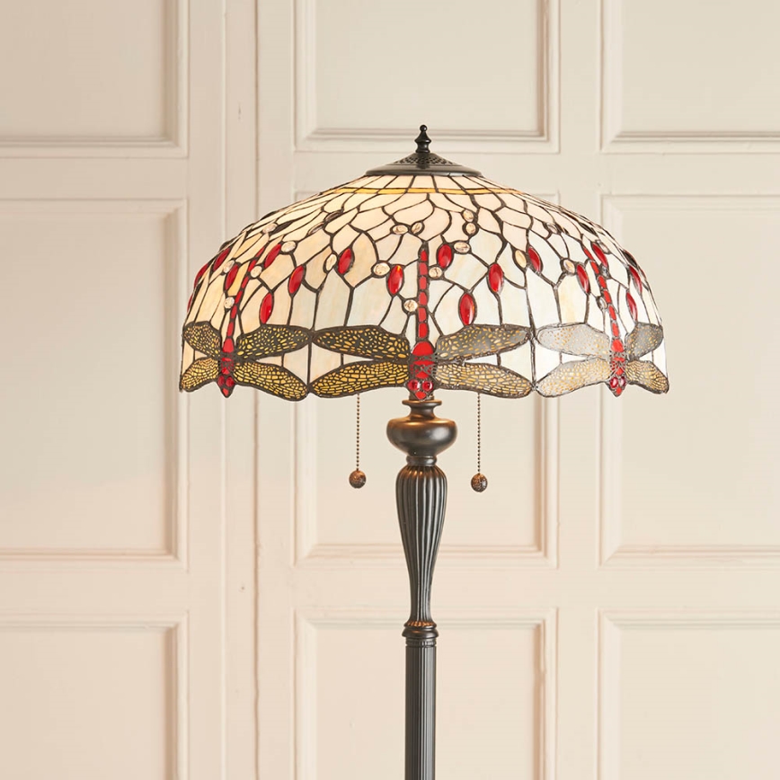 Endon 70940 - Торшер Tiffany DRAGONFLY, 2xE27/60W/230V, диаметр 50 см