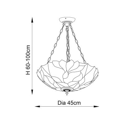 Endon 70946 - Подвесная люстра на цепи Tiffany BOTANICA 3xE27/60W/230V, диаметр 45 см