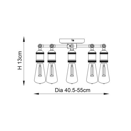 Endon 76336 - Спот HAL 5xE27/40W/230V матовый хром/медь