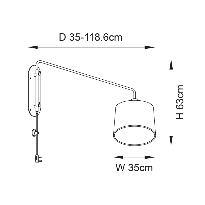Endon 79380 - бра CARLSON 1xE27/40W/230V серый/чёрный