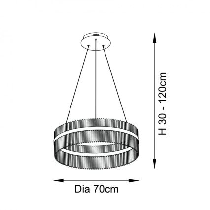 Endon 81908 - Світлодіодна регульована люстра на тросі ADRIEL LED/58W/230V 3000K діам. 70 см золота/прозора