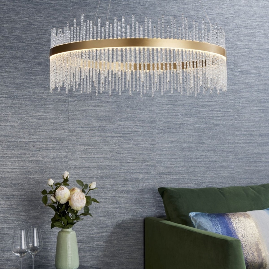 Endon 81908 - Светодиодная регулируемая люстра на тросе ADRIEL LED/58W/230V 3000K диаметр 70 см золотистая/прозрачная