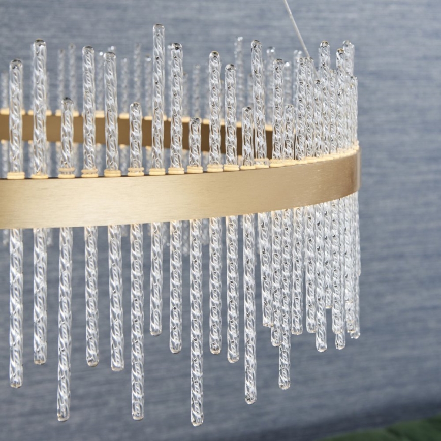 Endon 81908 - Светодиодная регулируемая люстра на тросе ADRIEL LED/58W/230V 3000K диаметр 70 см золотистая/прозрачная