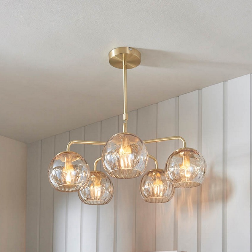 Endon 91969 - Люстра на штанзі DIMPLE 5xE14/25W/230V золота