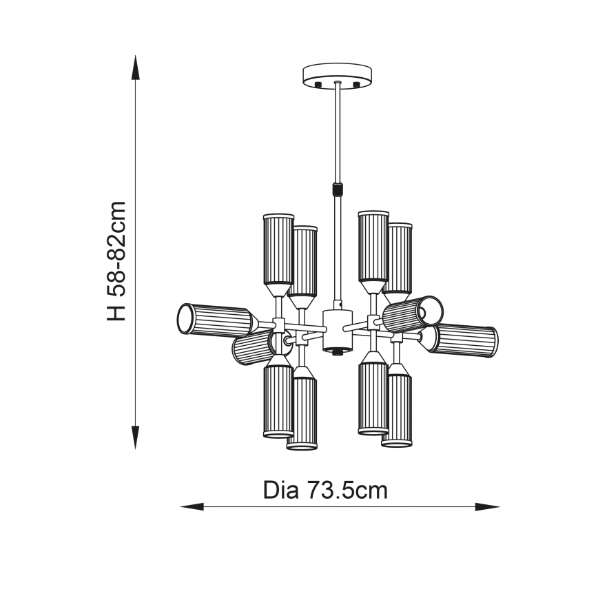 Endon 92214 - Люстра на штанзі TOUR 12xG9/3W/230V латунь