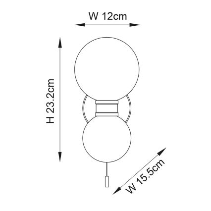 Endon 93523 - Настенный светильник для ванной PULSA 2xG9/3W/230V IP44, чёрный