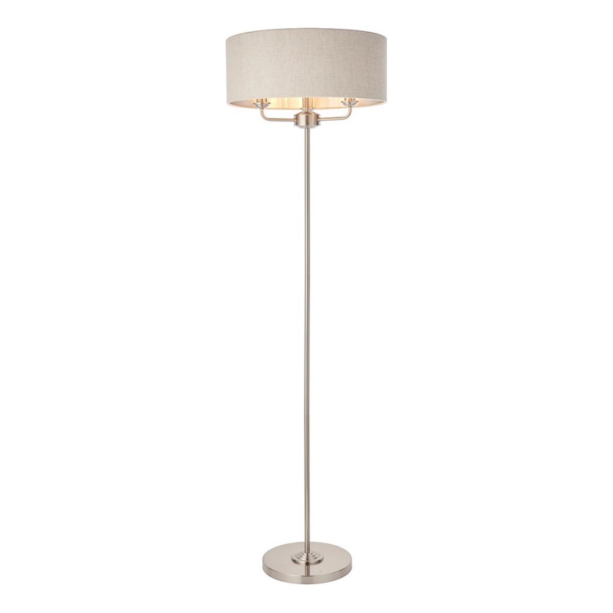 Endon 94359 - Торшер HIGHCLERE 3xE14/40W/230V бежевий/глянцевий хром діаметр 47 cm