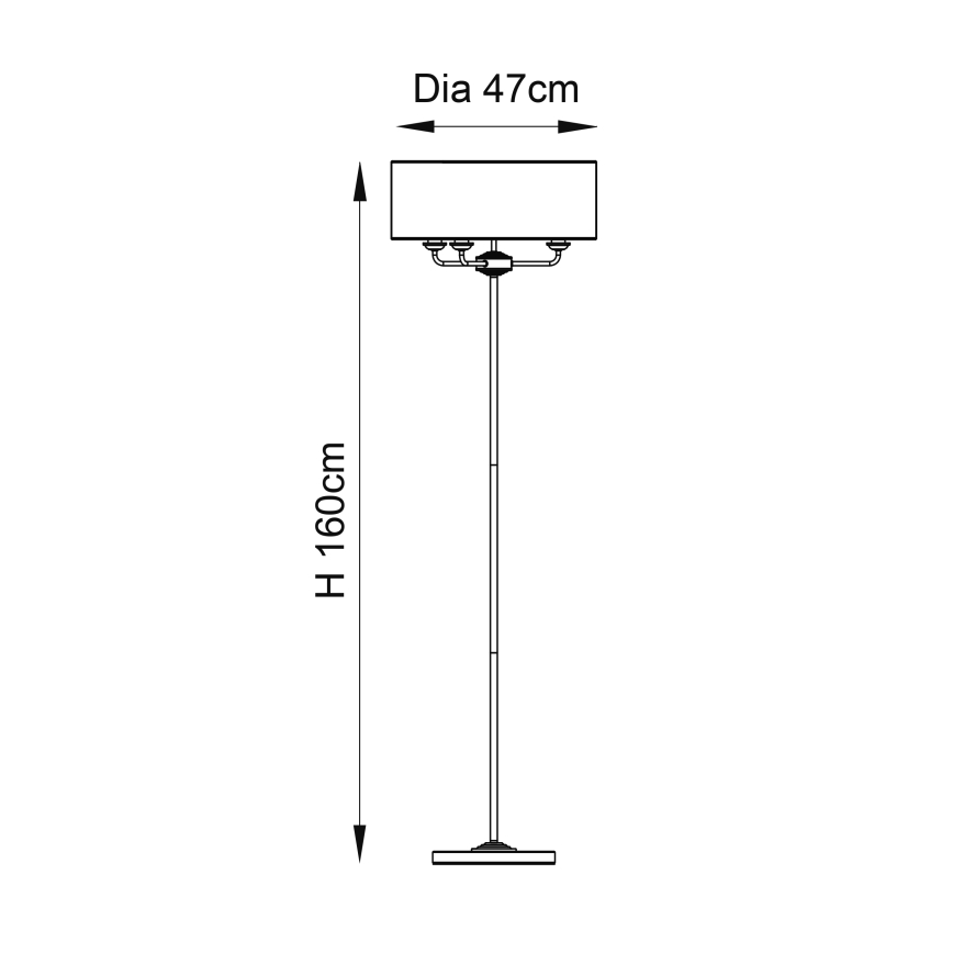 Endon 94378 - Торшер HIGHCLERE 1xE14/40W/230V серая/блестящий хром диаметр 47 cm
