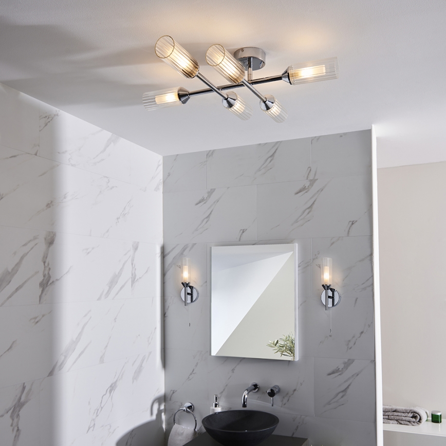 Endon 95045 - Пристельова люстра для ванної кімнати NATORI 6xG9/3W/230V IP44 глянцевий хром