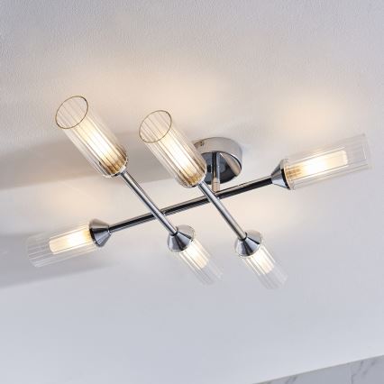 Endon 95045 - Пристельова люстра для ванної кімнати NATORI 6xG9/3W/230V IP44 глянцевий хром