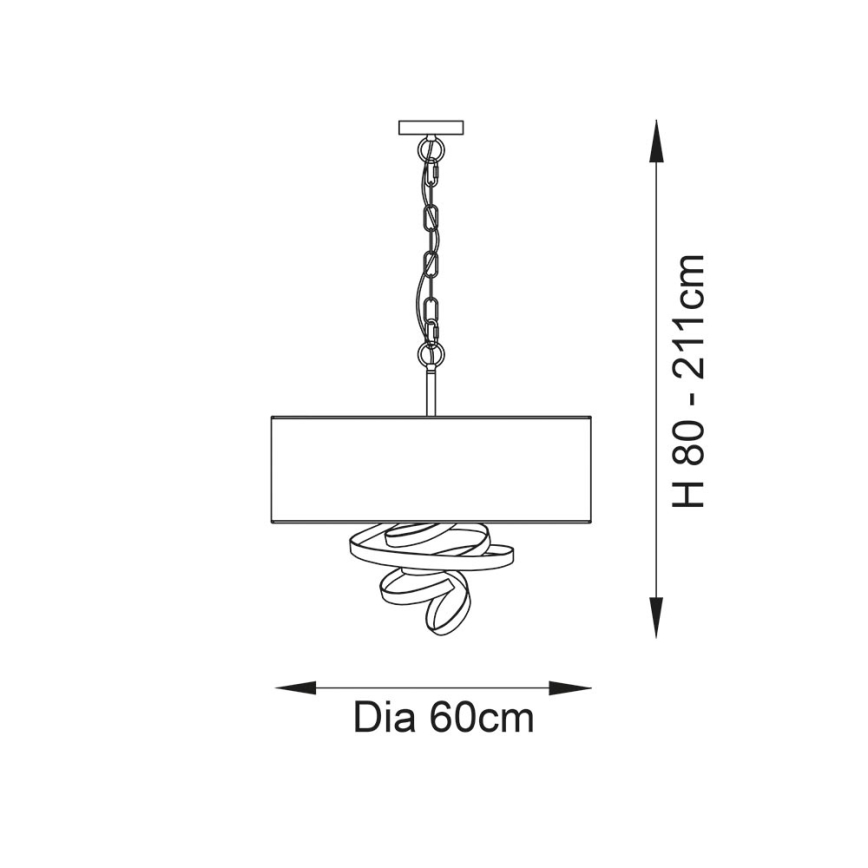 Endon 95268 - Люстра на ланцюзі 3xE14/6W/230V, діаметр 60 см, білий/латунь