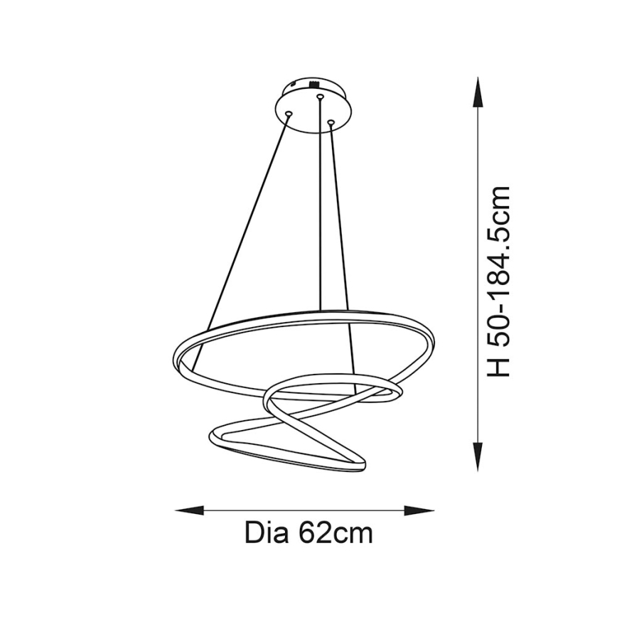 Endon 97632 - LED люстра на тросе DUNE LED/47,5 Вт/230 В 3000 К черная