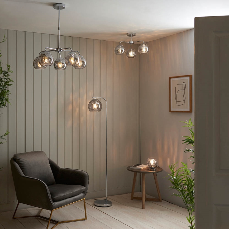 Endon 97971 - Накладна люстра DIMPLE 3xE14/25W/230V глянцевий хром/димчасто-сірий