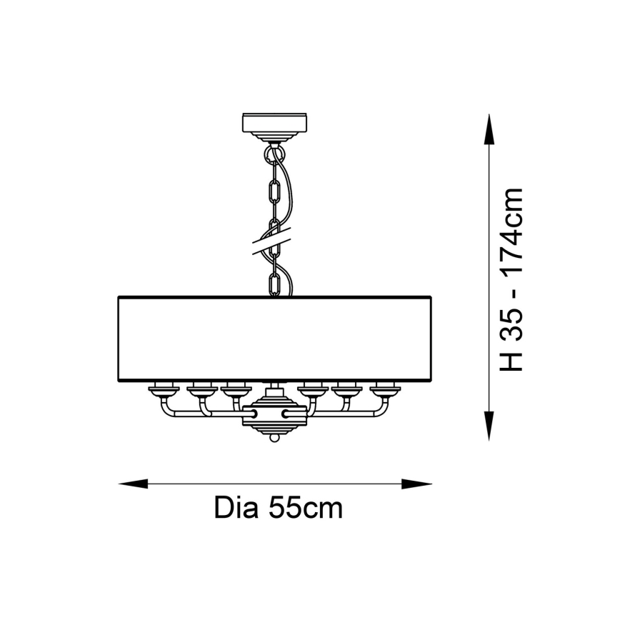 Endon 98933 - Люстра на ланцюгу HIGHCLERE 6xE14/40W/230V білий/латунний діаметр 55 cm